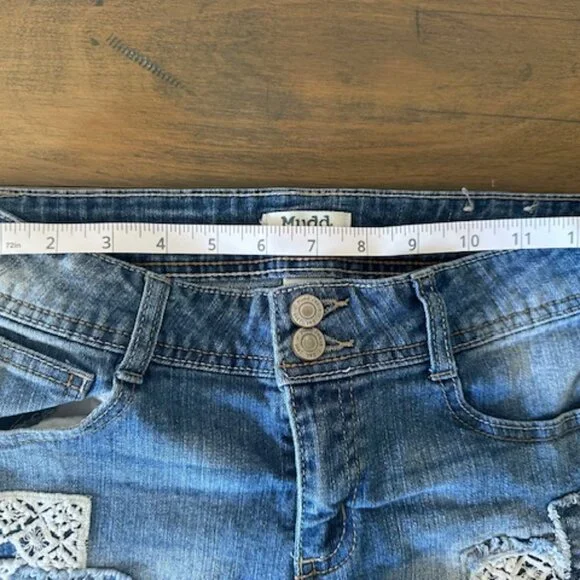 Mudd Light Denim Patchwork Jean Short   8462 - Picture 7 of 8